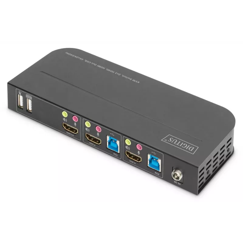 DIGITUS KVM-kytkin - 2x1 HDMI, HDMI Out, USB, 4Kx2K@60Hz