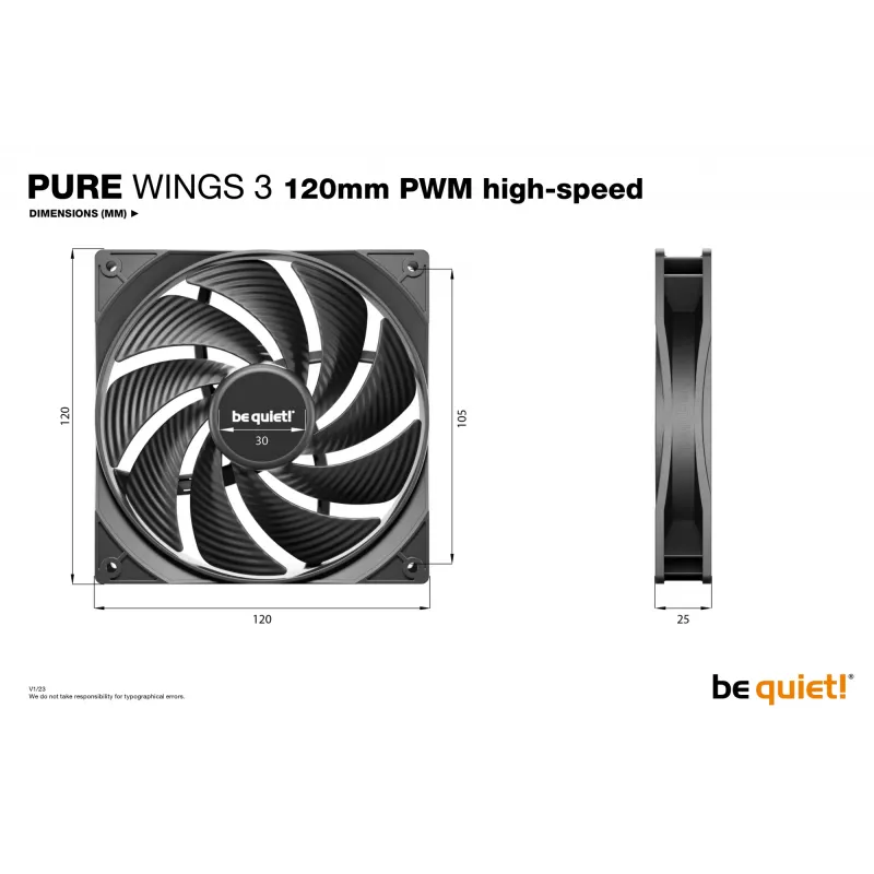 be quiet! Pure Wings 3 120mm PWM High-Speed kotelotuuletin 12 cm musta 1 kpl