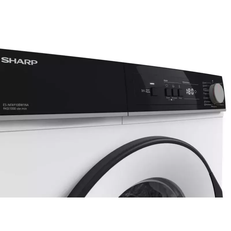 Pesukone Sharp ES-NFA910BW1NA-PL, edestä täytettävä, 9 kg, energiatehokkuusluokka A