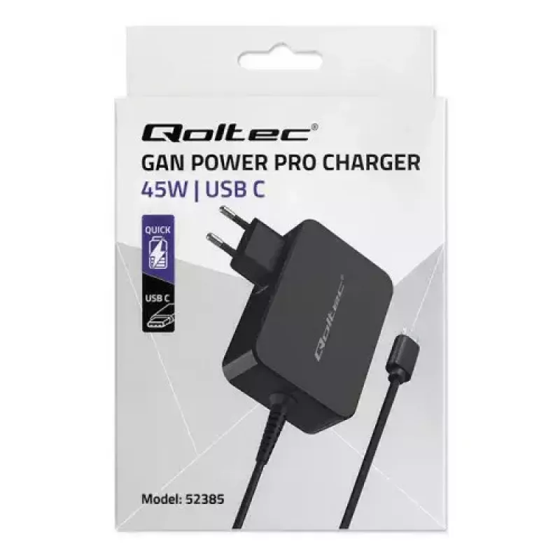 Laturi Qoltec 52385 sisäkäyttöön AC-pikalataus 20V 3A musta
