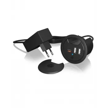 ICY BOX pöytään upotettava USB-laturi Power Delivery & Quick Charge -tuella