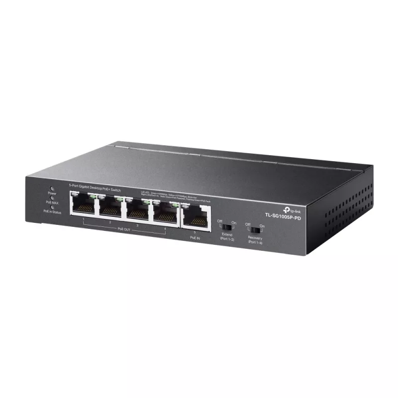 TP-Link TL-SG1005P-PD verkkokytkin Gigabit Ethernet (10/100/1000) Power over Ethernet (PoE) musta