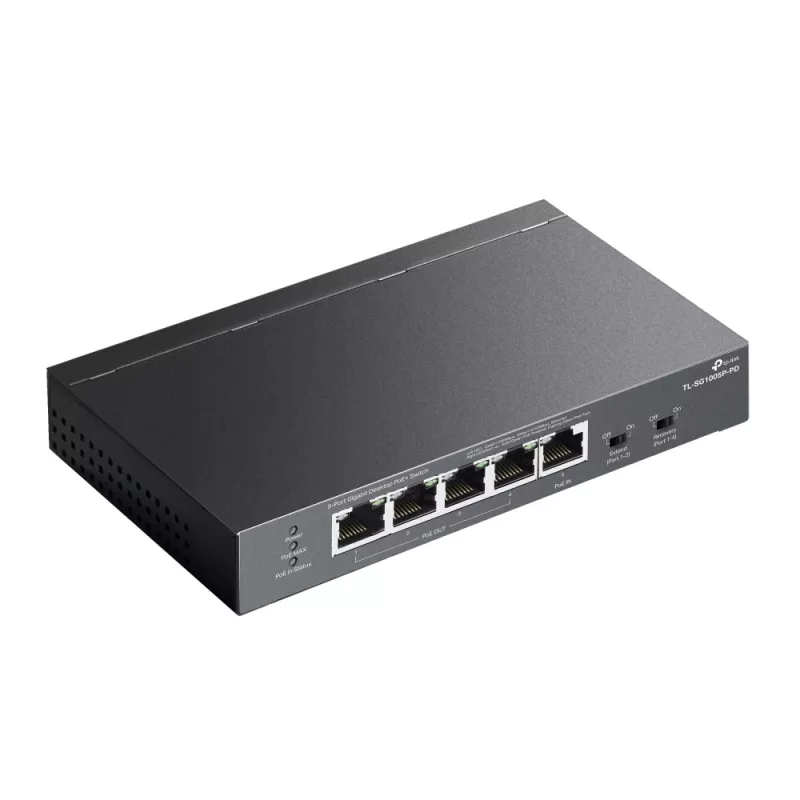 TP-Link TL-SG1005P-PD verkkokytkin Gigabit Ethernet (10/100/1000) Power over Ethernet (PoE) musta