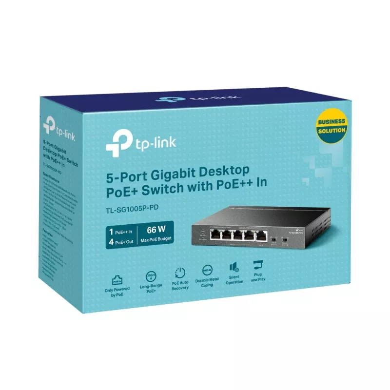 TP-Link TL-SG1005P-PD verkkokytkin Gigabit Ethernet (10/100/1000) Power over Ethernet (PoE) musta