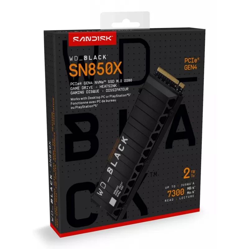WESTERN DIGITAL SSD - WD_BLACK SN850X - 2 TB - PCIe Gen4 x4 - M.2 2280 - jäähdytyssiilillä