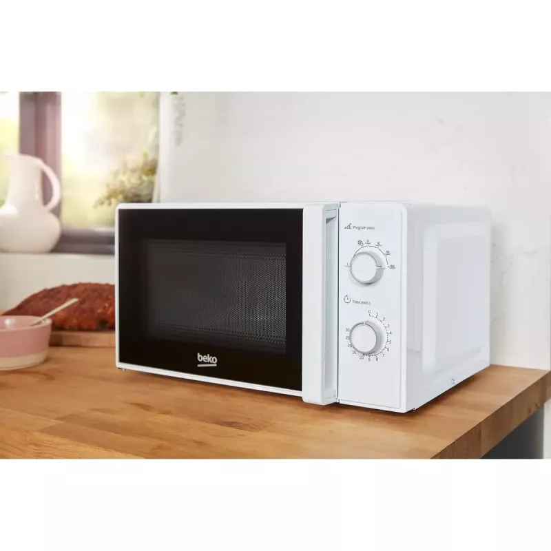 Beko MOC20100WFB mikroaaltouuni (solo), 700 W, 20 l, 24,5 cm pyörivä lautanen, mekaaninen ohjaus, valkoinen