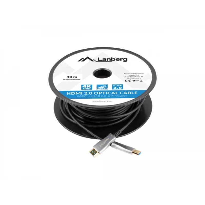 LANBERG HDMI-kaapeli M/m V2.0 Optical Aoc - 10m musta