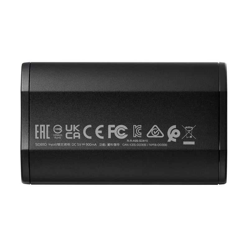 Kannettava SSD ADATA SD810 500 GB — USB Type-C, USB 3.2 Gen 2x2, 2000 MB/s, IP68, alumiini, musta