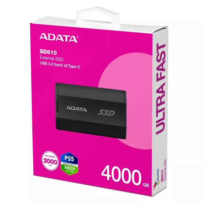 ADATA SD810 4 TB USB Type-C USB 3.2 Gen 2x2 musta