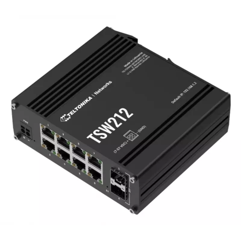 TELTONIKA TSW212 Managed PoE+ Gigabit Ethernet -kytkin (8-porttia + 2 SFP)