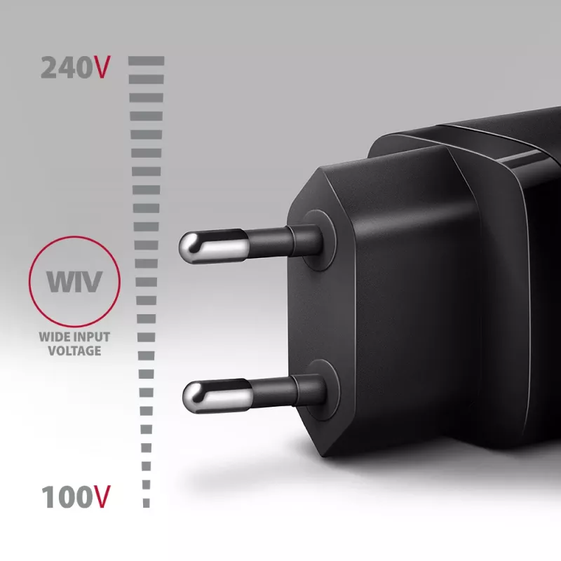 Seinäpistokelaturi Axagon ACU-PQ20 QC3.0 PD Type-C 20W musta