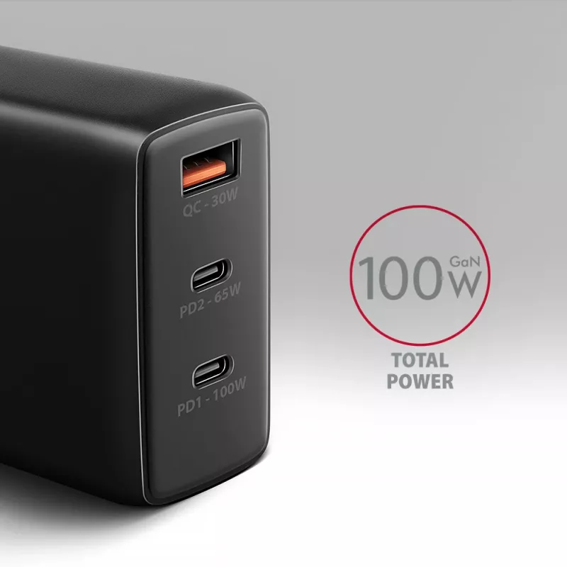 Axagon ACU-DPQ100 PD3.0 & QC 4+ THREE OUTPUTS seinälaturi 100W