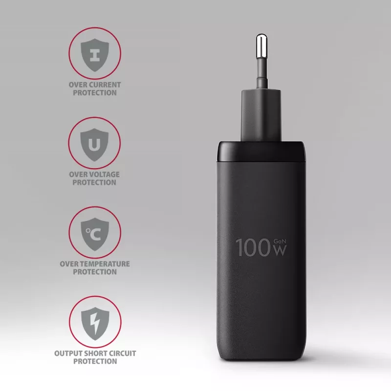Axagon ACU-DPQ100 PD3.0 & QC 4+ THREE OUTPUTS seinälaturi 100W