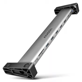 Axagon HMC-10HLS, USB 5Gbps -keskitin, 4x USB-A, HDMI 4k/60Hz, RJ-45, SD/microSD, PD 100W