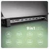 Axagon HMC-10HLS, USB 5Gbps -keskitin, 4x USB-A, HDMI 4k/60Hz, RJ-45, SD/microSD, PD 100W