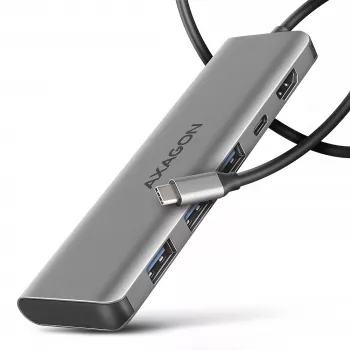 Axagon HMC-5H USB 5Gbps -keskitin, 3x USB-A, HDMI 4K/30Hz, PD 100W, 100cm USB-C-kaapeli