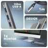 Axagon HMC-5H USB 5Gbps -keskitin, 3x USB-A, HDMI 4K/30Hz, PD 100W, 100cm USB-C-kaapeli