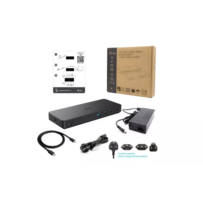 i-tec USB-C Triple Display -telakointiasema Gen 2 Pro + Power Delivery 100W