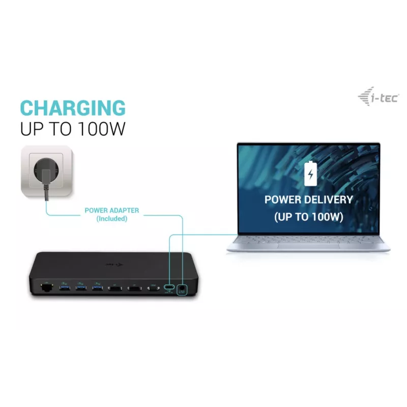 i-tec USB-C Triple Display -telakointiasema Gen 2 Pro + Power Delivery 100W