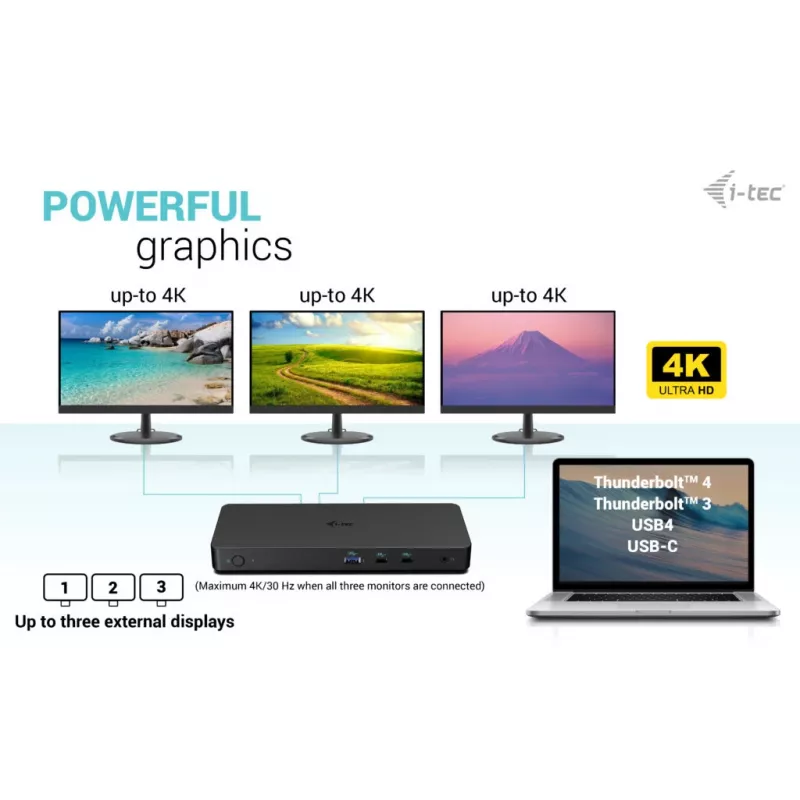 i-tec USB-C Triple Display -telakointiasema Gen 2 Pro + Power Delivery 100W