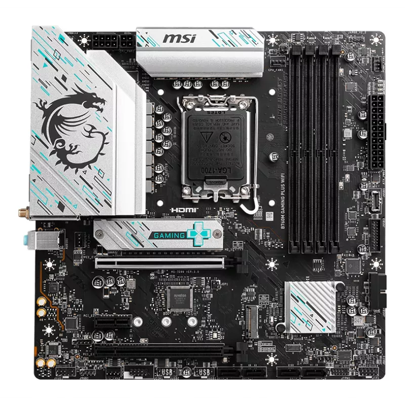 Emolevy MSI B760M GAMING PLUS WIFI – Intel B760, LGA 1700, micro ATX, DDR5, 4 DIMM, Wi‑Fi 6E, 2.5Gb LAN
