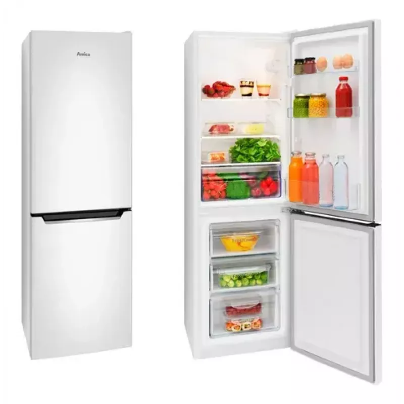 Amica FK200.4(E) vapaasti seisova jääkaappipakastin, pakastin alhaalla, 109 l jääkaappi + 48 l pakastin, energialuokka E, valkoinen