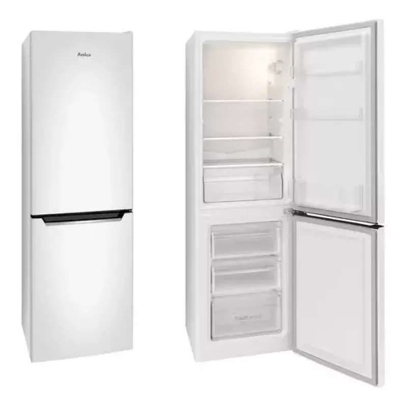 Amica FK200.4(E) vapaasti seisova jääkaappipakastin, pakastin alhaalla, 109 l jääkaappi + 48 l pakastin, energialuokka E, valkoinen