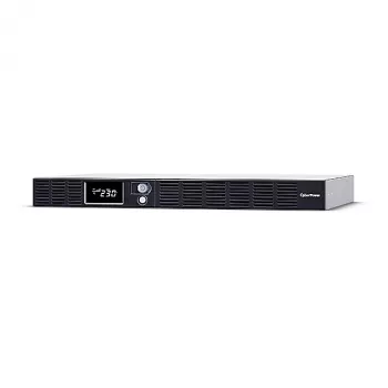 Rackmount Line-Interactive UPS CYBERPOWER OR1500ERM1U — 1,5 kVA / 900 W, 6× C13-lähtöä, LCD, Hot-Swap-VRLA-akku, 1U, hopea
