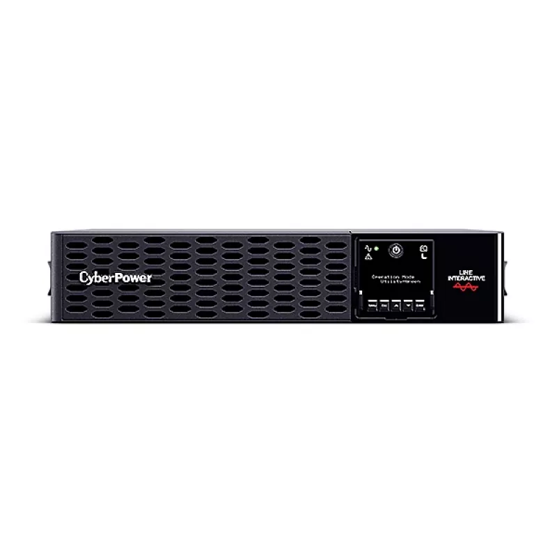 Keskeytymätön virransyöttö CYBERPOWER PR1000ERT2U, 1 kVA (1000 W), Line-Interactive, 10x C13-lähtöä, puhdas sini, Rack/Tower 2U