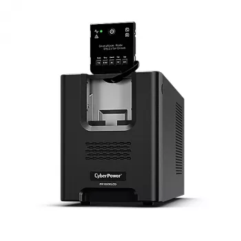 Keskeytymätön virransyöttö CYBERPOWER PR1000ELCD — 1 kVA (900 W), Line-Interactive, puhdas siniaalto, 8× C13-lähtöä, LCD, Hot-Swap-akku