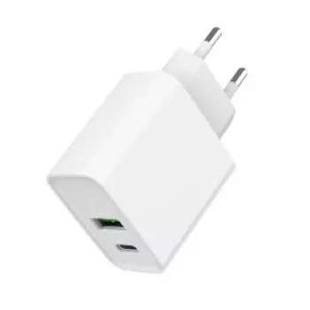 GEMBIRD USB-pikalaturi – Type-A & C 2-porttinen 20 W – valkoinen