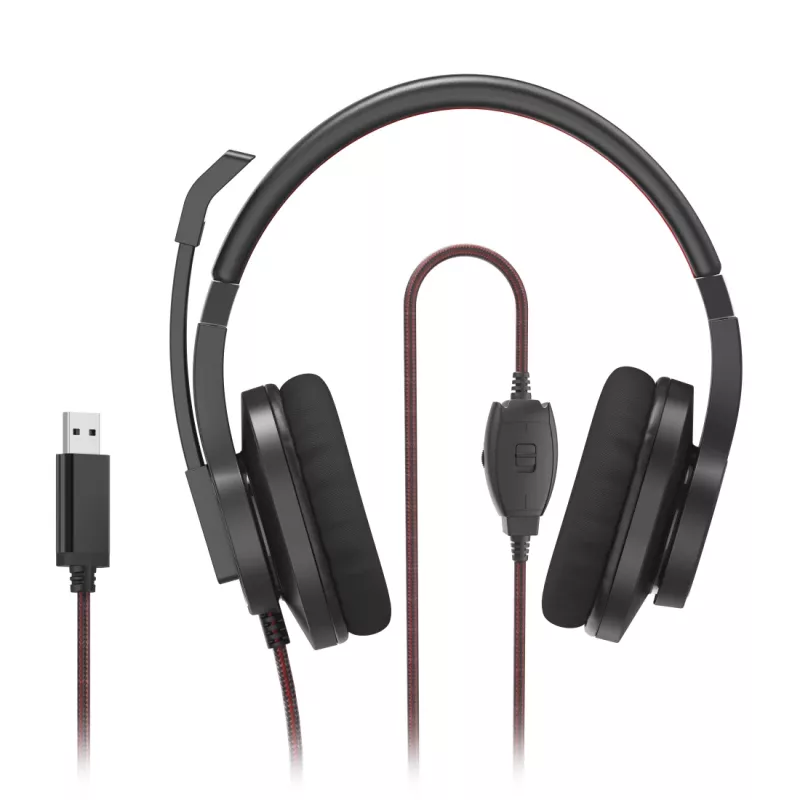 Hama HS-USB400 V2 kuulokkeet langallinen pään yli Office/Call center USB Type-A musta, punainen