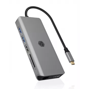 ICY BOX IB-DK4061-CPD johdollinen USB 3.2 Gen 1 (3.1 Gen 1) Type-C harmaa