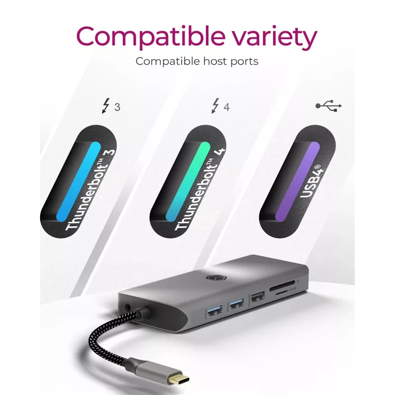 ICY BOX IB-DK4061-CPD johdollinen USB 3.2 Gen 1 (3.1 Gen 1) Type-C harmaa