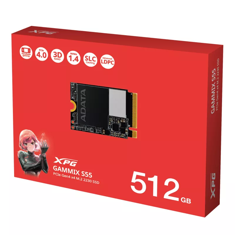 XPG SGAMMIXS55-512G-C sisäinen SSD-kiintolevy 512 GB M.2 PCI Express 4.0 NVMe 3D-NAND