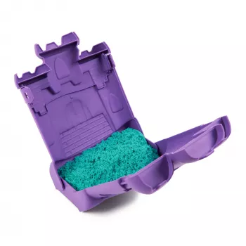 Kinetic Sand, linna-laatikko 454 g turkoosia leikkihiekkaa, säilytysastia, sensorinen lelu yli 3-vuotiaille lapsille