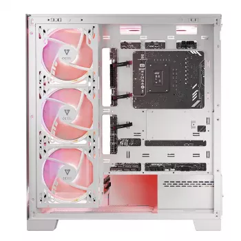 PC-kotelo MODECOM Volcano SPACE APEX ARGB MIDI Tower valkoinen – teräs, sivulasiseinä, ARGB-tuuletin, USB-C