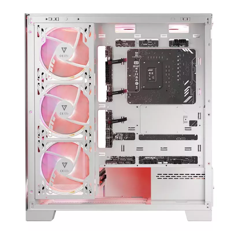 PC-kotelo MODECOM Volcano SPACE APEX ARGB MIDI Tower valkoinen – teräs, sivulasiseinä, ARGB-tuuletin, USB-C
