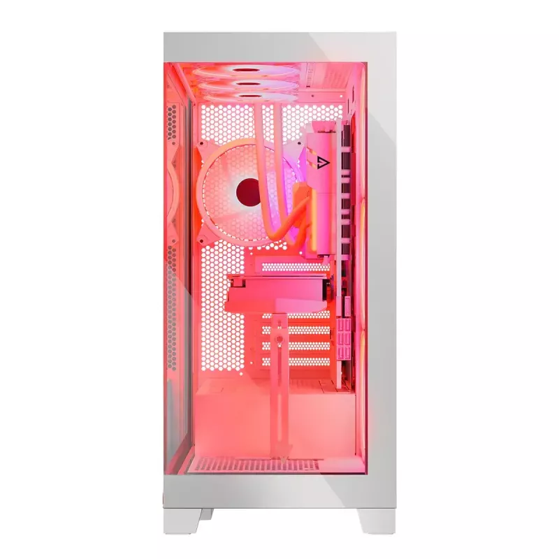 PC-kotelo MODECOM Volcano SPACE APEX ARGB MIDI Tower valkoinen – teräs, sivulasiseinä, ARGB-tuuletin, USB-C