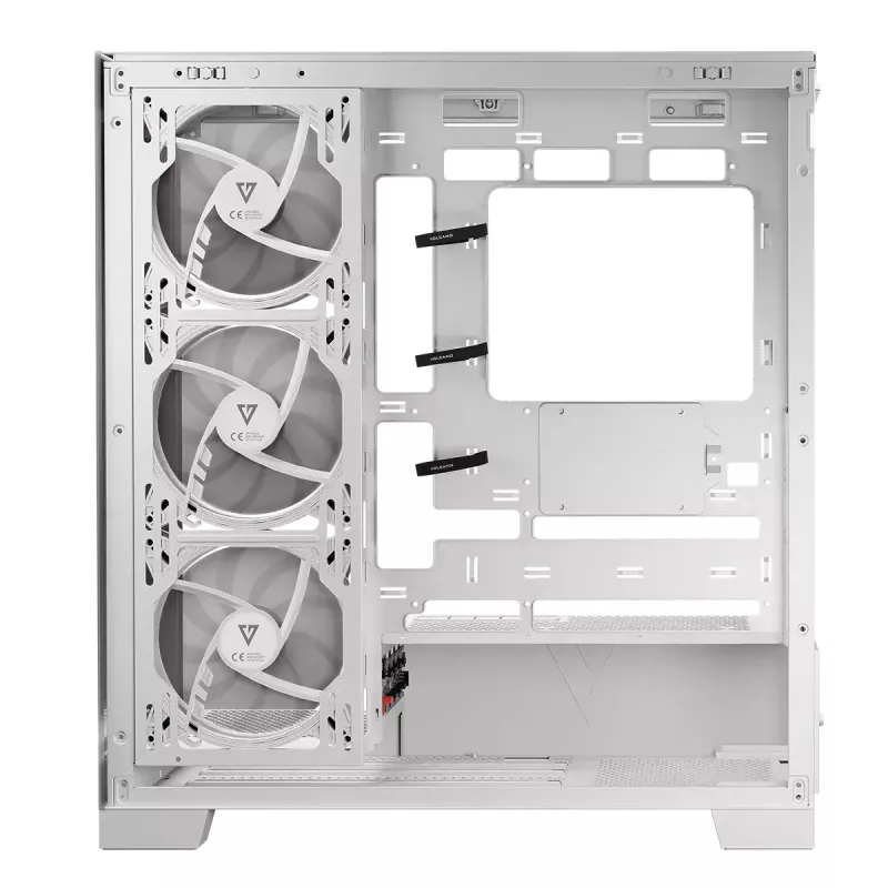 PC-kotelo MODECOM Volcano SPACE APEX ARGB MIDI Tower valkoinen – teräs, sivulasiseinä, ARGB-tuuletin, USB-C