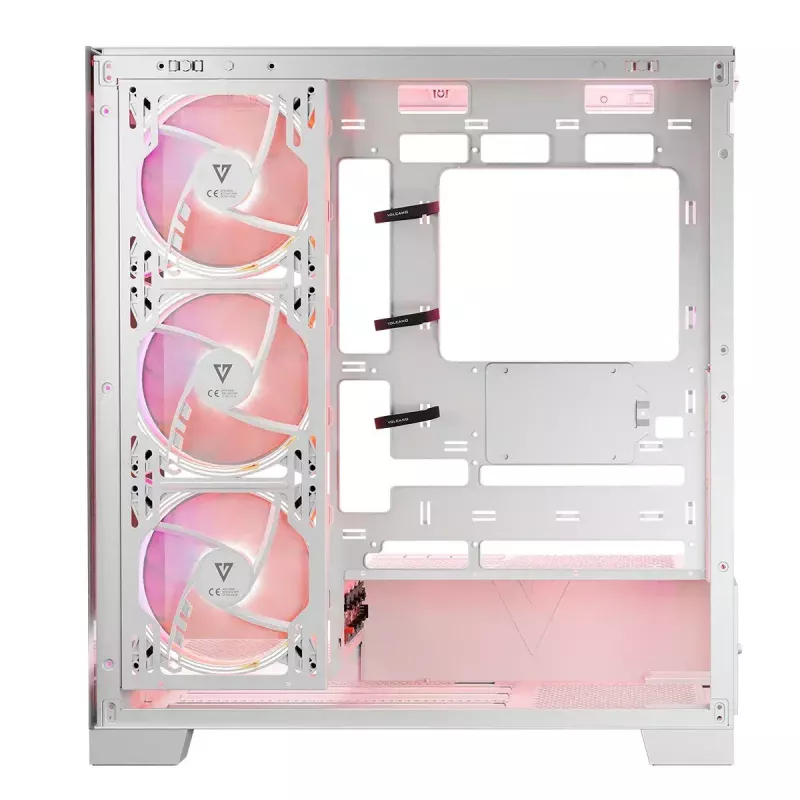 PC-kotelo MODECOM Volcano SPACE APEX ARGB MIDI Tower valkoinen – teräs, sivulasiseinä, ARGB-tuuletin, USB-C