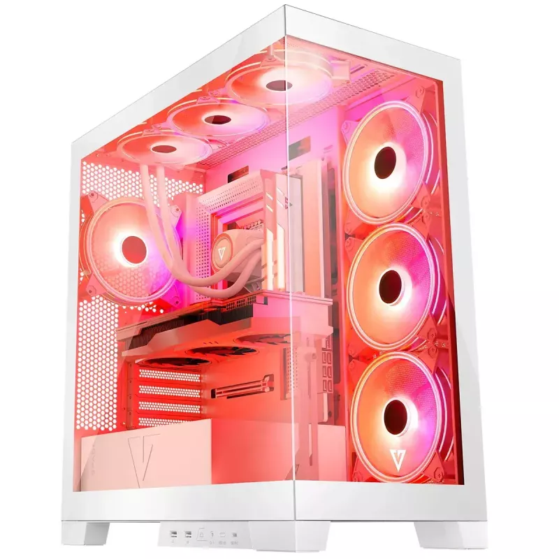 PC-kotelo MODECOM Volcano SPACE APEX ARGB MIDI Tower valkoinen – teräs, sivulasiseinä, ARGB-tuuletin, USB-C