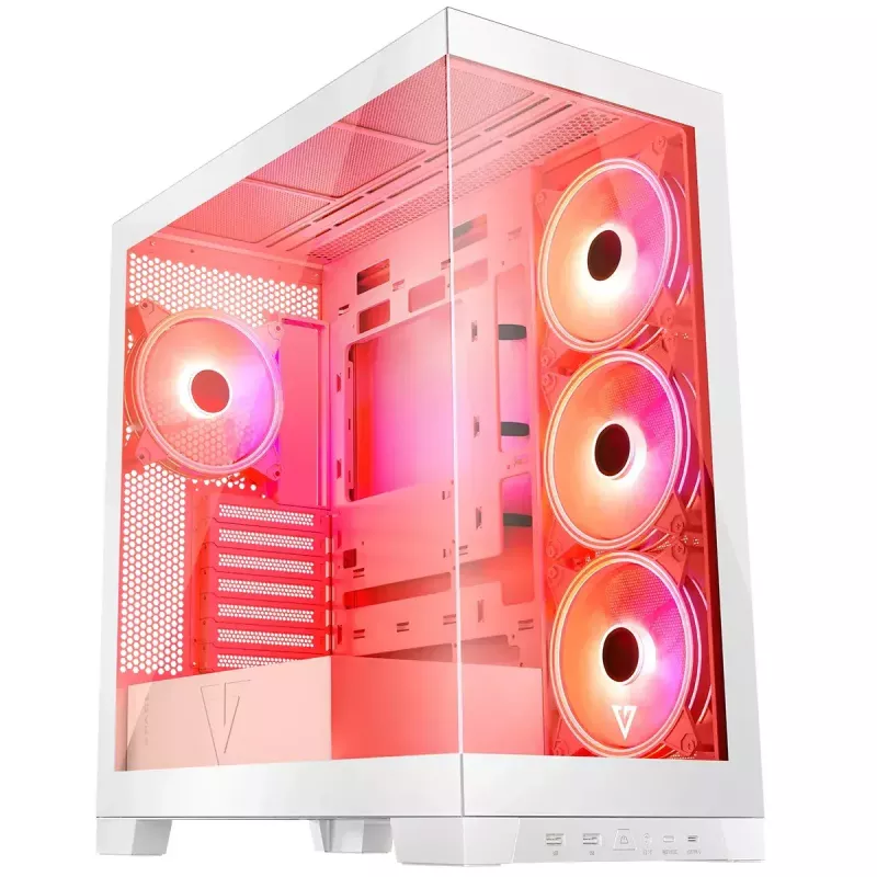 PC-kotelo MODECOM Volcano SPACE APEX ARGB MIDI Tower valkoinen – teräs, sivulasiseinä, ARGB-tuuletin, USB-C