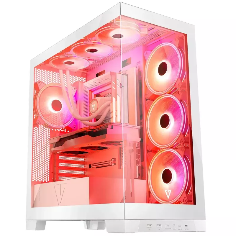 PC-kotelo MODECOM Volcano SPACE APEX ARGB MIDI Tower valkoinen – teräs, sivulasiseinä, ARGB-tuuletin, USB-C