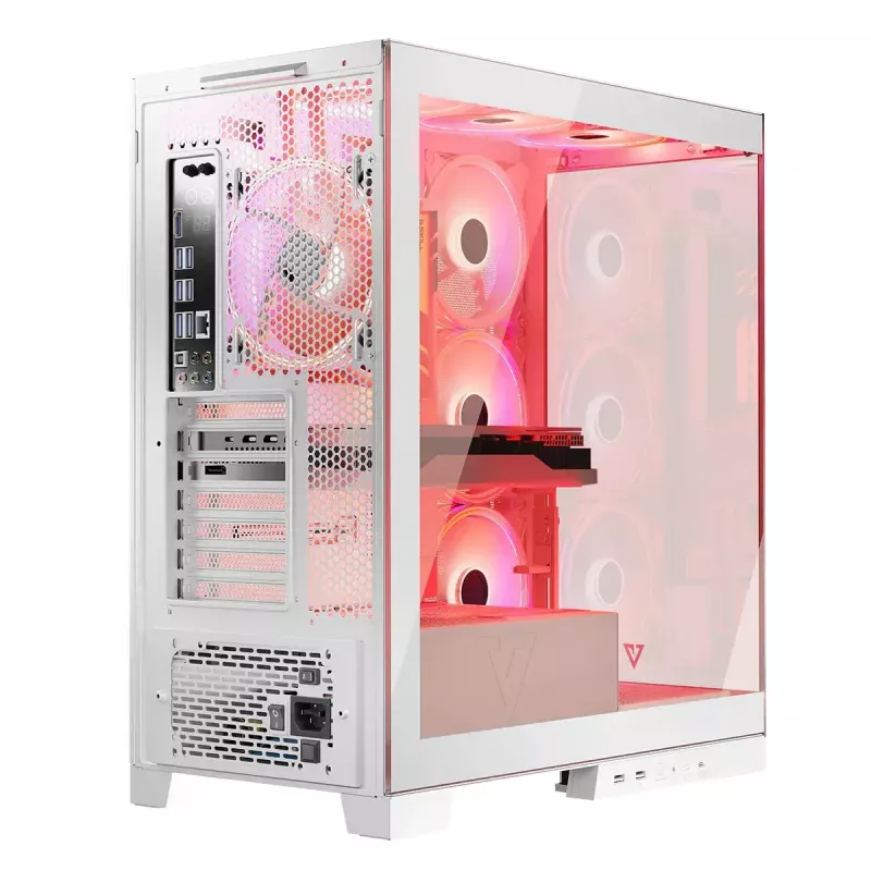 PC-kotelo MODECOM Volcano SPACE APEX ARGB MIDI Tower valkoinen – teräs, sivulasiseinä, ARGB-tuuletin, USB-C