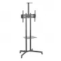 Techly ICA-TR216T liikuteltava TV-teline pyörillä 37–70 tuuman (enintään 177,8 cm) näytöille, enintään 50 kg, 2 hyllyä, musta