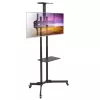 Techly ICA-TR216T liikuteltava TV-teline pyörillä 37–70 tuuman (enintään 177,8 cm) näytöille, enintään 50 kg, 2 hyllyä, musta
