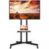 Techly ICA-TR216T liikuteltava TV-teline pyörillä 37–70 tuuman (enintään 177,8 cm) näytöille, enintään 50 kg, 2 hyllyä, musta