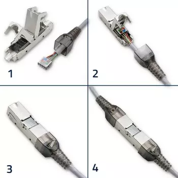 Työkaluton RJ45-liitin QOLTEC 54540 CAT6 STP suojatuille Ethernet-kaapeleille