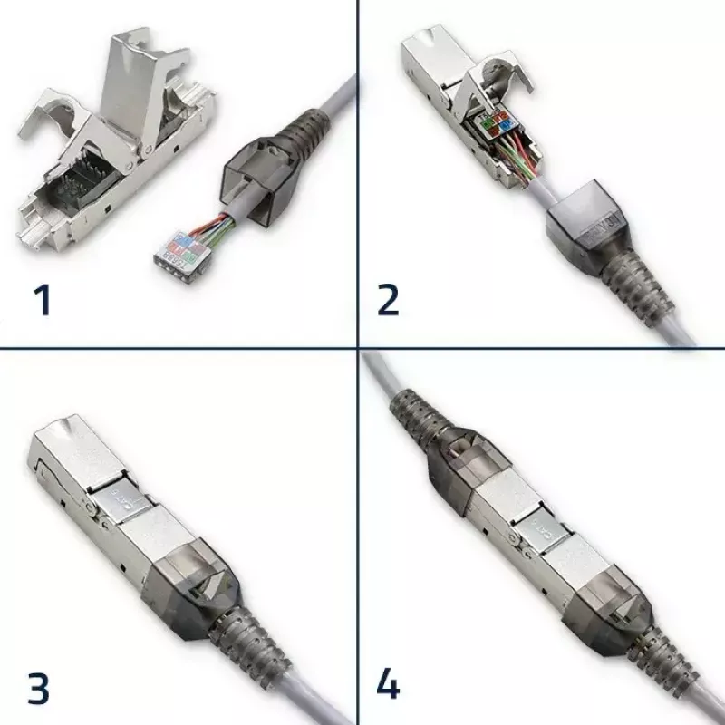 Työkaluton RJ45-liitin QOLTEC 54540 CAT6 STP suojatuille Ethernet-kaapeleille